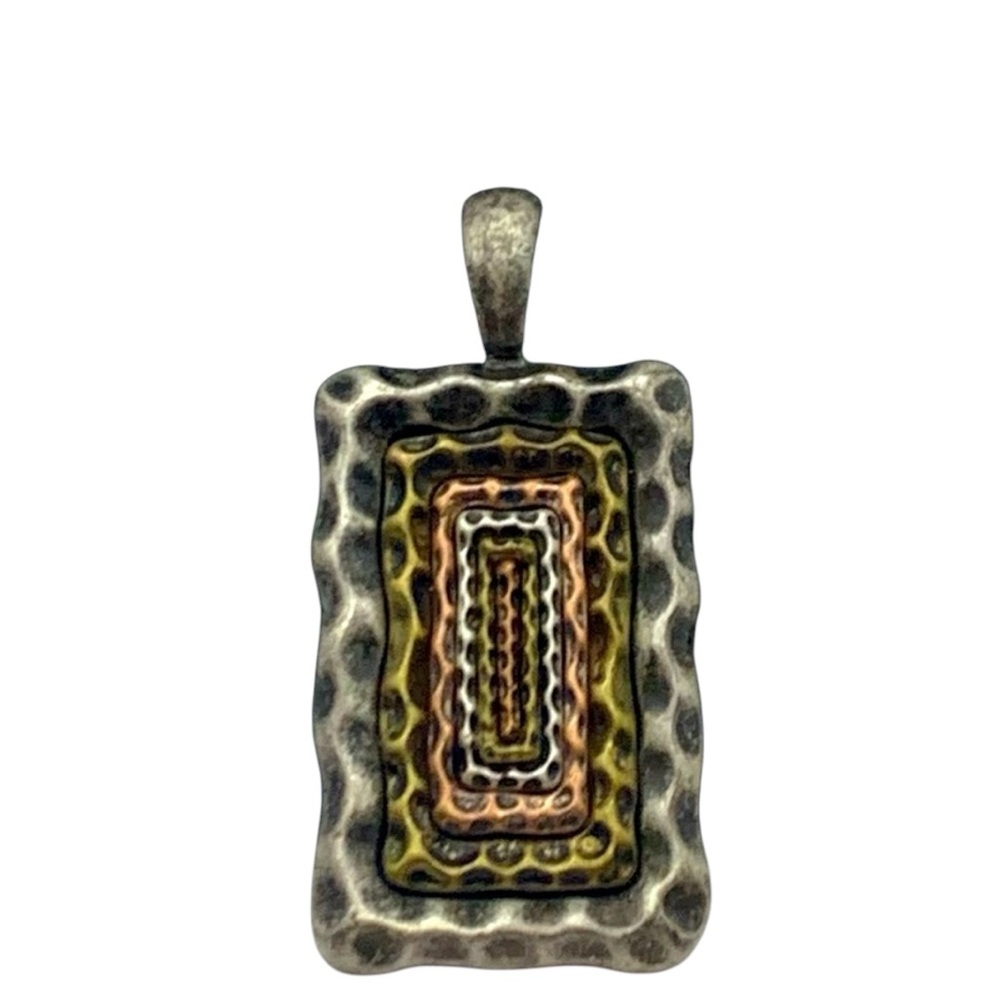 Lia Sophia geometric Signed Silver, Copper, & Brass Metal Triangle Pendant Slide - Picture 2 of 5